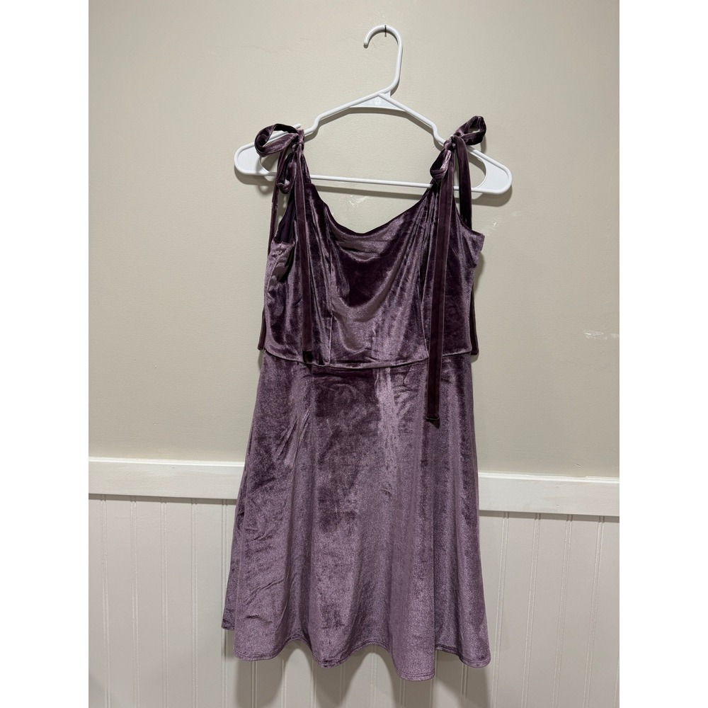 Francesca's Mini Sleeveless Dress Velvet Purple Bows Coquette Women Size Large
